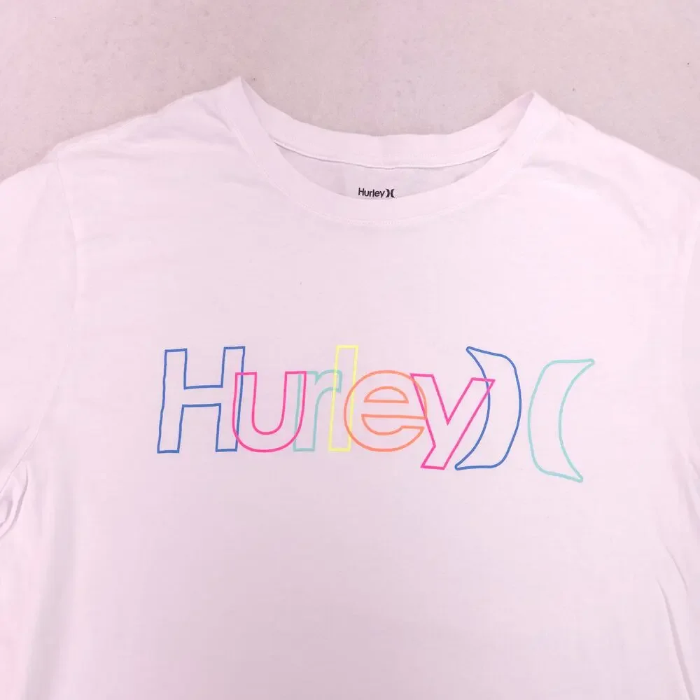 Hurley Casual Crew Neck Graphic T-Shirt Mens Size Extra Large XL White Multi